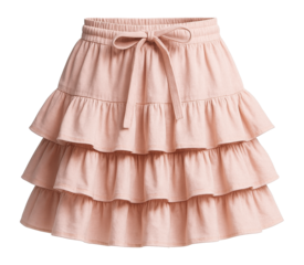 Tiered ruffle mini skirt in lightweight cotton with tie waist