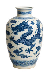 Asian Dragon Vase on Isolated Transparent Background