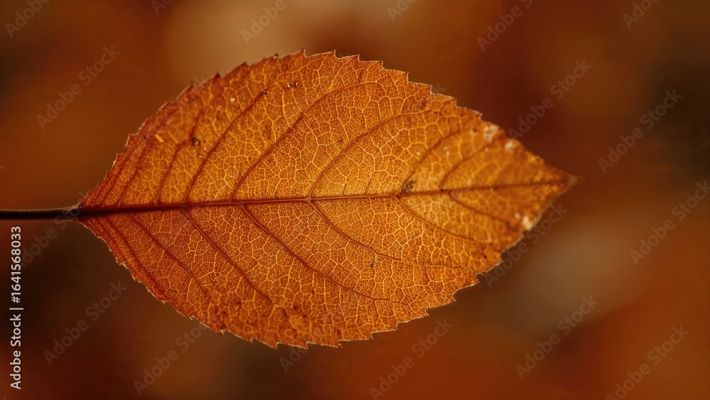 Poster close-up of a brown leaf showing intricate patterns