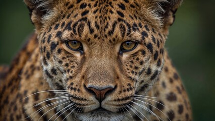 Naklejka premium Intense close shot of a leopard's face