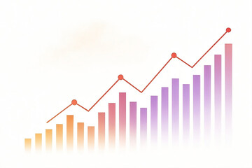 Financial Chart with Rising Trend Line and Bar Graph
