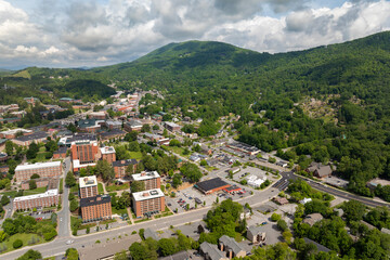 Boone, North Carolina. Historical American town in Appalachian Blue Ridge Mountains. Old townscape...
