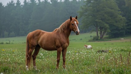 Fototapeta premium Horse with a brown coat