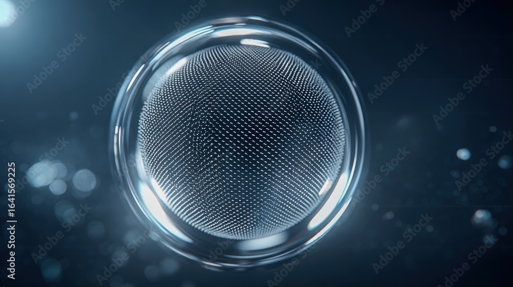 Poster abstract sphere background with textured globe inside glass ball for technology and science concepts