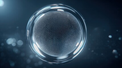 Abstract sphere background with textured globe inside glass ball for technology and science concepts