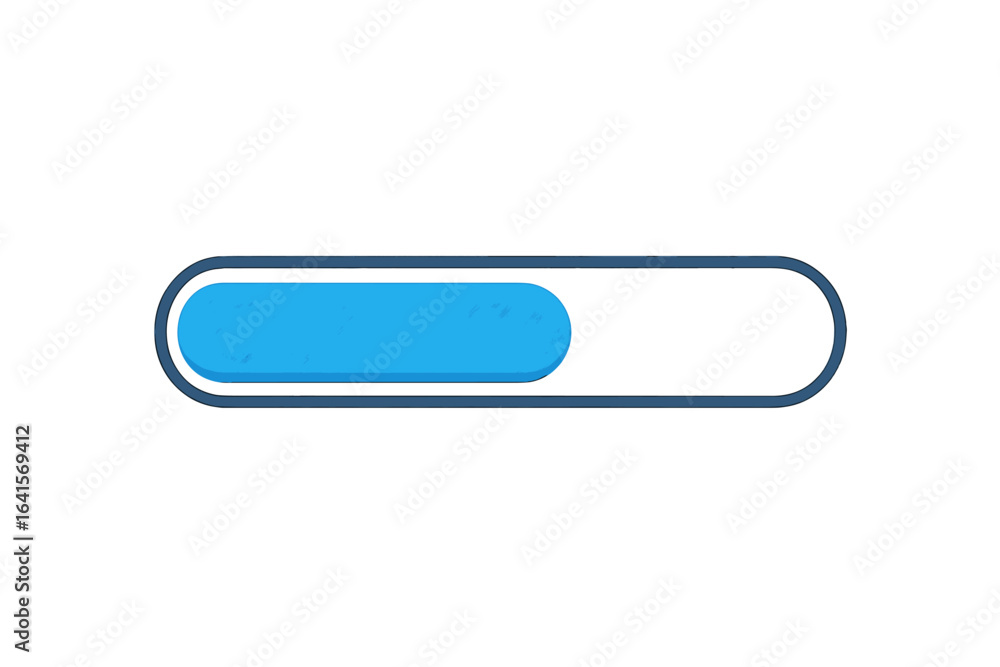 Poster blue loading bar vector, flat design progress bar, rounded corners, user interface element, digital 