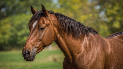 Fototapeta premium Close-up portrait of a flawless bay Arabian horse