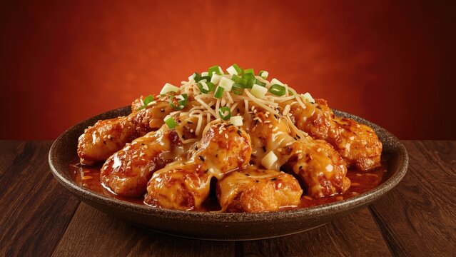Cheesy Spicy Stirred Chicken Dish