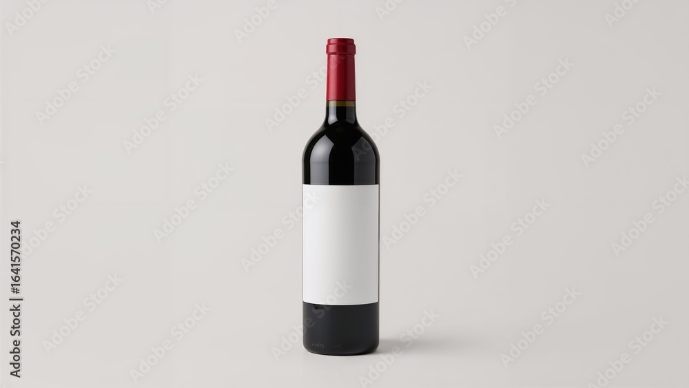 Poster plain wine bottle label displayed on a pale background. design prototype.