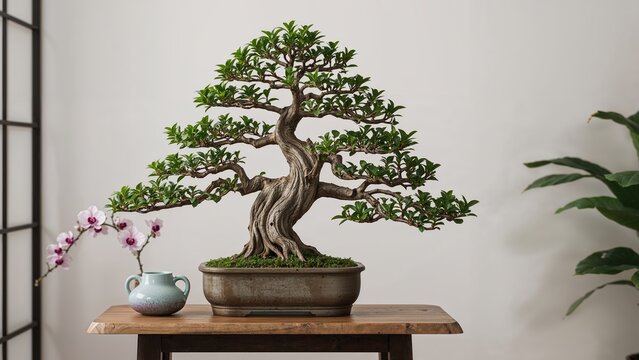 Indoor decoration featuring Boxus bonsai tree