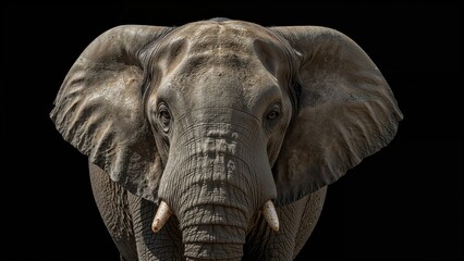 Fototapeta premium Close-up of an elephant against a dark backdrop