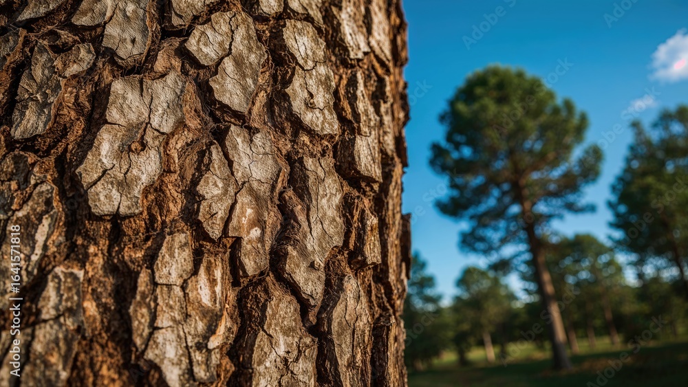 Poster detailed macro view of the textured surface and patterns of a chestnut tree bark