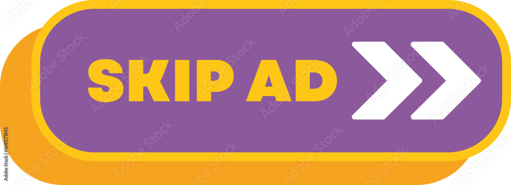 Poster skip ad button with double arrow showing the possibility to skip advertisement
