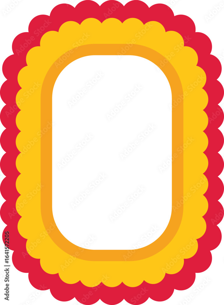 Poster vibrant, scalloped frame with rounded corners, creating a festive and decorative border, perfect for