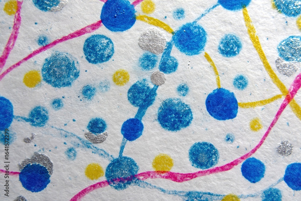 Poster colorful abstract art with circles and lines on textured paper reflecting creativity and artistic ex