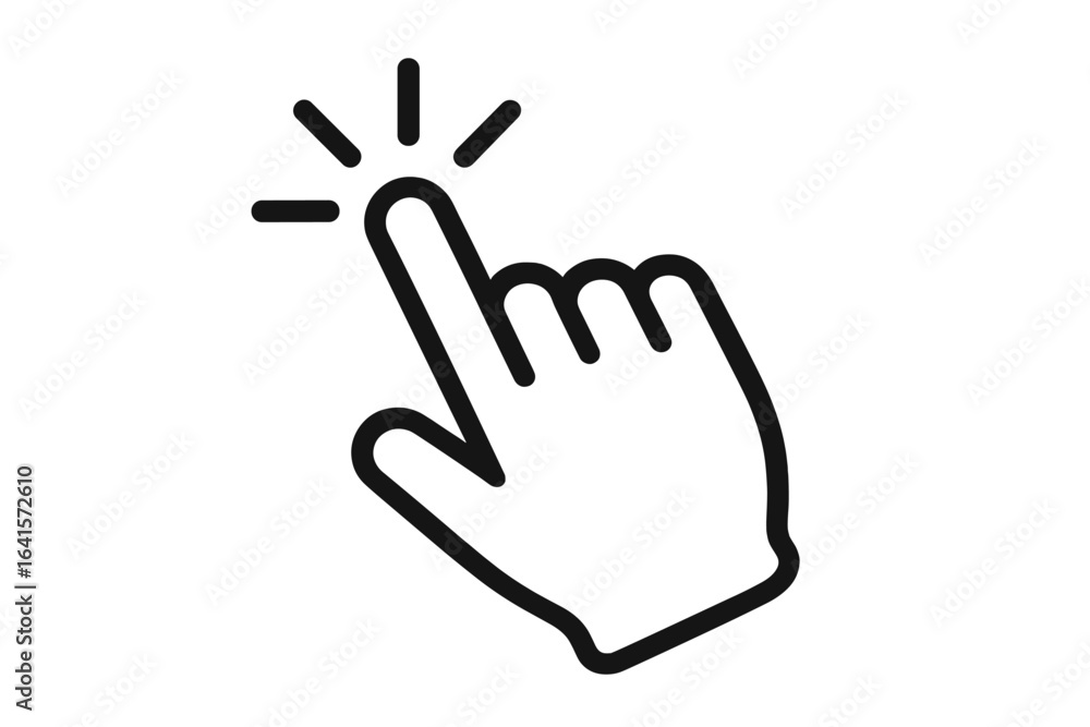 Poster hand click cursor icon. vector illustration of clicking hand pointer. modern black mouse pointer sym