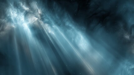 Cosmic Nebula Light Rays In Deep Space