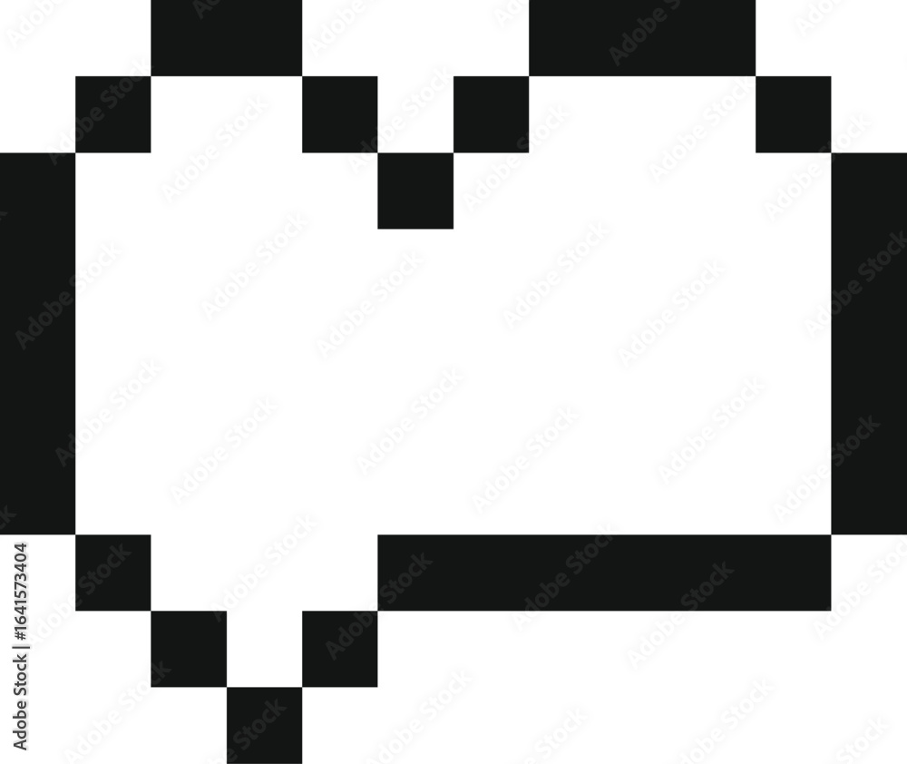 Poster pixelated speech bubble representing digital communication, offering space for custom text or messag