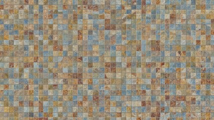 Fototapeta premium Geometric mosaic layout with vivid tiles and text area, perfect for digital covers.