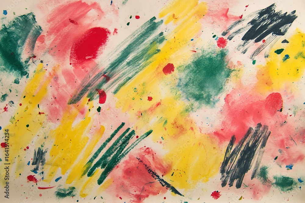 Poster colorful abstract artwork displaying bold strokes and vivid splashes of paint in a creative studio s