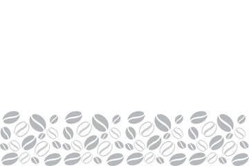 Minimalist coffee bean border pattern in gray silhouette on a white background. Perfect for cafe branding, coffee shop menu design, packaging, invitations, flyers