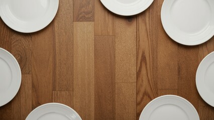 Assortment of oval plates crafted from melamine and ceramic set on a rustic table