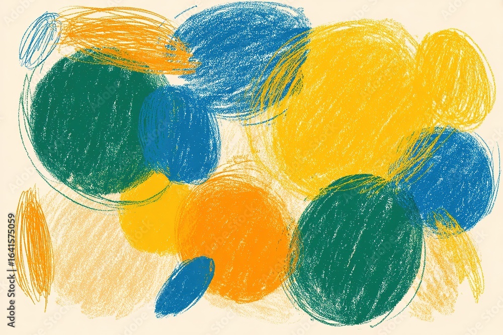 Poster vibrant abstract drawing with colorful circles on a light background showcasing creativity and artis