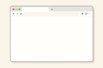 Minimalist Chrome Browser Blank Window Mockup. Realistic Vector Illustration of Web Browser Interface with Light Theme, Modern UI Elements, Desktop Application Frame, Online Technology Concept