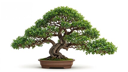 Small potted tree displayed against a white surface