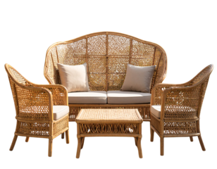  Firefly_collection Set of outdoor garden rattan straw couches armchairs cutouts double seat s