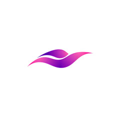 Abstract wave logo with elegant flowing curves in purple and pink gradient, perfect for modern brands, isolated on white background.