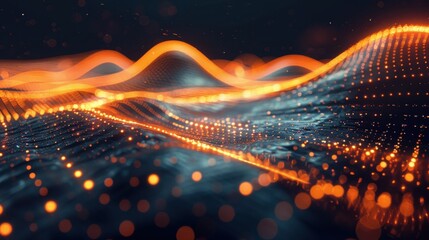 modern abstract wave grid with subtle light trails