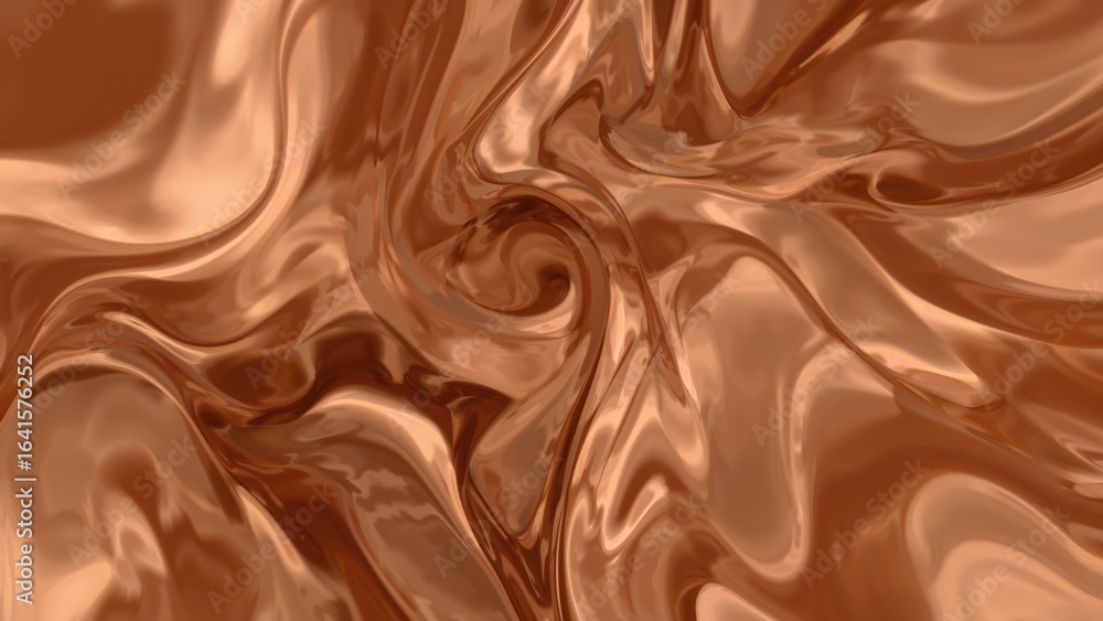 Poster digital abstract design in bronze with smooth curved lines