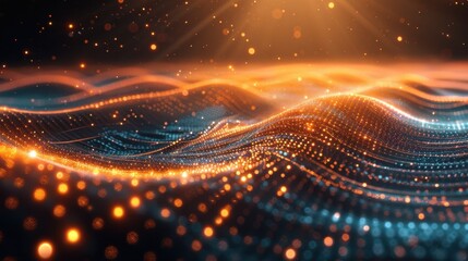 modern abstract wave grid with subtle light trails