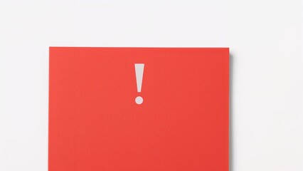 Isolated on white, a paper bookmark with sticky backing, sharp corners, and an exclamation mark.