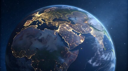 Obraz premium Earth illuminated at night from space planet lights