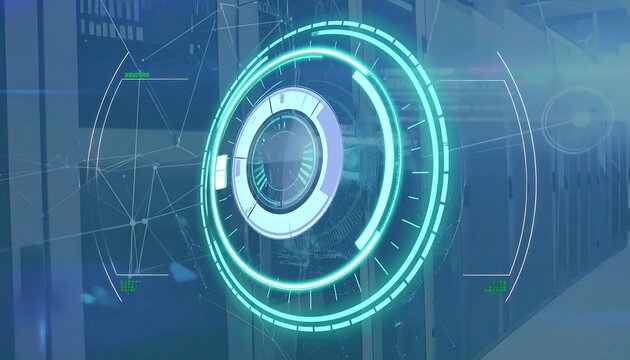 Futuristic server room interface