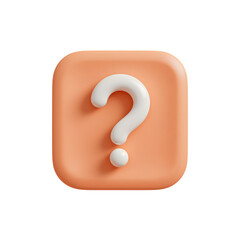 3d rendered orange question mark icon isolated on transparent background