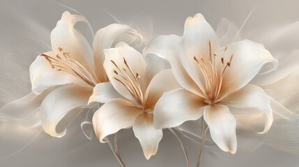 Obraz premium Elegant White And Beige Lilies Decorative Flowers