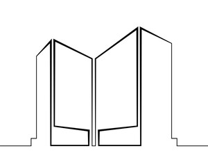 Continuous one line drawing building logo. Linear design. House symbol.One continuous line isolated minimal illustration.Not AI.