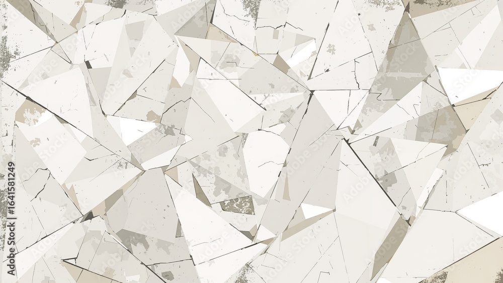 Poster abstract white geometric backdrop featuring triangles, angles, and lines with a layered grunge textu