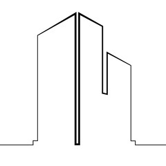 Continuous one line drawing building logo. Linear design. House symbol.One continuous line isolated minimal illustration.Not AI.