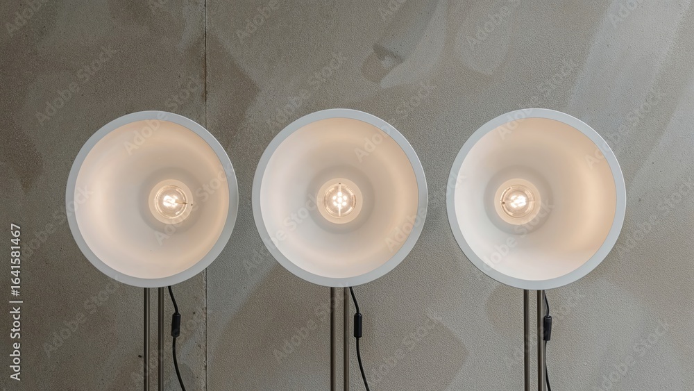 Poster examples of circular recessed lights mounted on a display with color temperature labels. architectur
