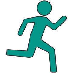 teal green running man icon