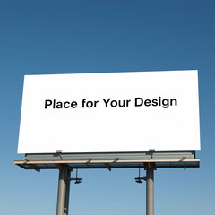 blank billboard on blue sky background
