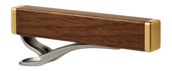 Wooden tie clip with a sleek, rectangular silhouette