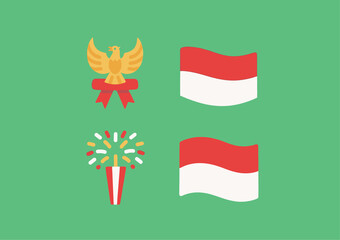 Indonesian Independence Day Assets Eagle, Flags, and Celebration