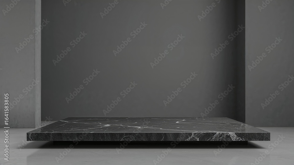 Poster clear tabletop ready for displaying items, featuring a simple gray background
