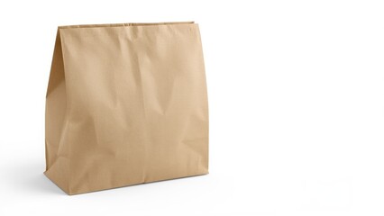 Simple craft paper tote isolated on white. Perfect for logo, business, delivery, and packaging design mockups.