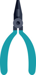 Close up of teal needle nose pliers, a versatile hand tool for gripping, bending, and cutting wires